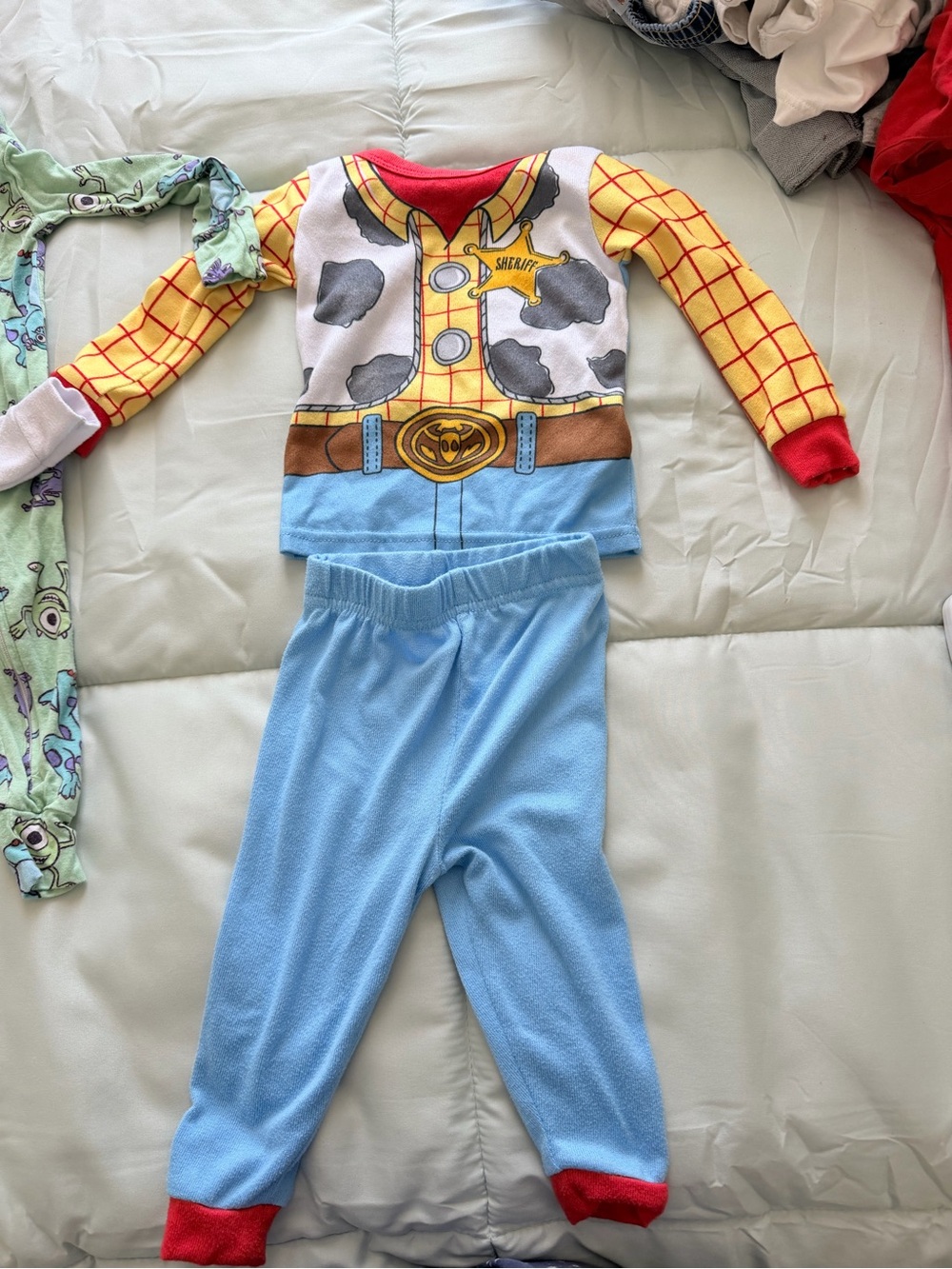 Cowboy Print Kids Pajama Set - Blue, Yellow & Red